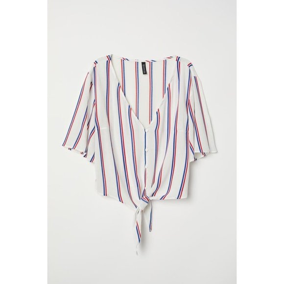 H&M Divided Tops - H&M Divided Women’s V-Neck Front Tie Blouse 10
